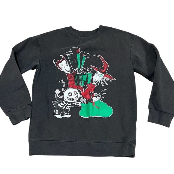 Disney Kids Sweatshirt M Black Lock Shock Barrel Nightmare Before Christmas - Picture 1 of 8